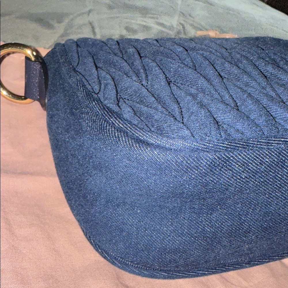 Miu Miu logo Maltalese Denim Blue Quilted Crossbody Bag gold hardware dust bag - Picture 15 of 15
